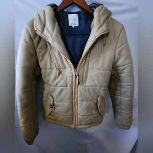 Mitsumine Beige Hooded Coat. Size Large